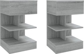 vidaXL 2 db szürke sonoma színű szerelt fa éjjeliszekrény 40x35x65 cm