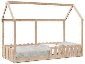 tömör fenyőfa házikó gyerekágykeret 90 x 200 cm