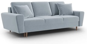 Világoskék bársony kinyitható tárolóhelyes kanapé 235 cm Kyoto – Cosmopolitan Design