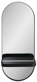 Olbia tükör fém polc, acél, fekete, 25x12x60 cm