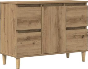 vidaXL kézműves tölgy színű szerelt fa mosdószekrény 80 x 33 x 60 cm