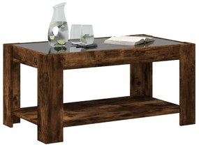 Füstös tölgy szerelt fa dohányzóasztal LED-del 93 x 53 x 45 cm