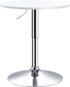 HOMCOM Magasságban Állítható Bárasztal Kerek Csúszásmentes Alappal Konyhai Étkezőhöz Ø60x69-93 cm Fehér | Aosom