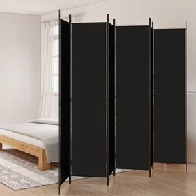 6 paneles fekete szövet térelválasztó 300x220 cm