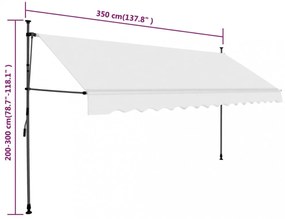 krémszínű kézzel kihúzható LED-es napellenző 350 cm