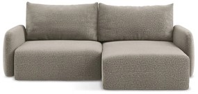 Bézs kinyitható-tárolóhelyes sarokkanapé (jobb oldali) Kalena – Makamii