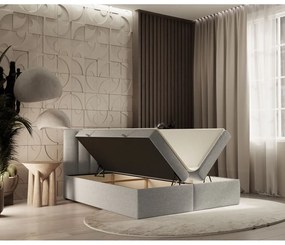 Világosszürke ágyneműtartós boxspring ágy 160x200 cm Novento – Maison de Rêve