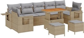 vidaXL Kerti Kanapé Szett 10 pcs Beige és Világosszürke polirattan