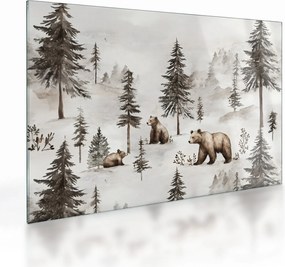 Üveg kép - Erdő medvékkel (70x50 cm)