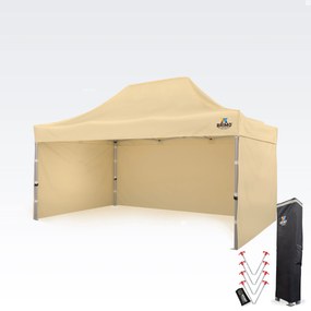 Professzionális reklám sátor 3x4,5m | Masszív ALU profil 1,8mm - plusz 3 oldalfal - Bézs