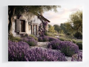 Vászonkép Canvas Tájkép Franciaország Provence Ház Kunyhó Levendula 100x75