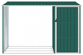zöld horganyzott acél kerti tűzifatároló 245 x 98 x 159 cm