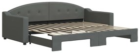 sötétszürke kihúzható szövet heverő 90 x 200 cm