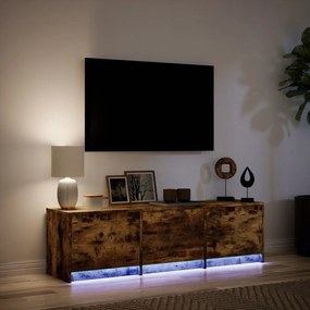 füstös tölgy színű szerelt fa LED-es TV-szekrény 140x34x40 cm