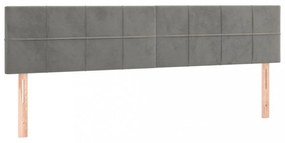 világosszürke bársony LED-es fejtámla 200x5x78/88 cm
