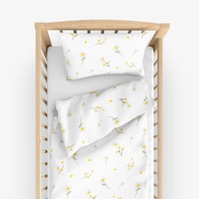 Goldea gyermek pamut ágyneműhuzat kiságyba - kamilla virágok 100 x 135 és 40 x 60 cm