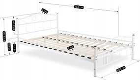 Fehér fém ágykeret. 120x200 cm GRIFFIN