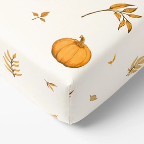 Goldea pamut körgumis lepedő - őszi tökök és levelek 80 x 160 cm