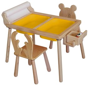 Gyerekasztal székekkel Roll and 2 Chairs - Yellow