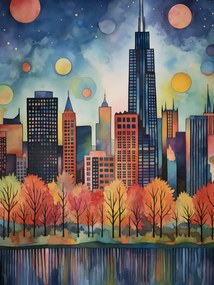 Poszter 15x20cm Panoráma a festői városról