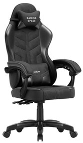 Gamer szék, forgó, ergonómikus, fekete