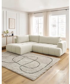 Bézs kinyitható-tárolóhelyes sarokkanapé (bal oldali-L alakú) Fuji – Bobochic Paris
