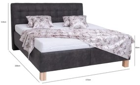 VIOLET kárpitozott ágy tárolóval, matrac nélkül, 160x200 cm, sötétszürke