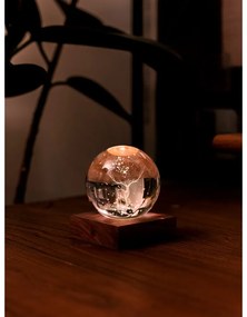 Sötétbarna diófa LED dimmelhető asztali lámpa üveg búrával (magasság 12 cm) Amber – Gingko