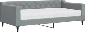 vidaXL világosszürke szövet kanapéágy matraccal 90 x 190 cm