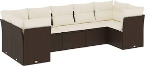 vidaXL 7 részes barna polyrattan kerti ülőgarnitúra párnákkal