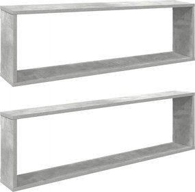 vidaXL 2 db betonszürke szerelt fa fali polc 100 x 15 x 30 cm