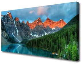 Vászonkép Mountain Lake Forest Landscape 125x50 cm
