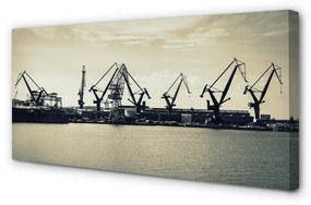 Canvas képek Gdanski hajógyár daruk folyó 100x50 cm