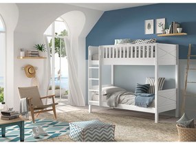 Fehér emeletes borovi fenyő gyerekágy tárolóhellyel 90x200 cm SCOTT – Vipack