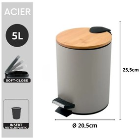 Szürkésbarna acél pedálos szemetes 5 l Adonis – Spirella