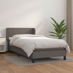 Szürke műbőr rugós ágy matraccal 100 x 200 cm