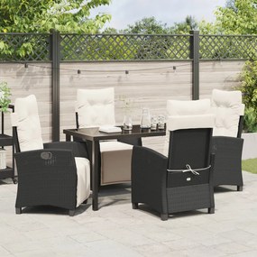 5 darabos kert étkező szett Fekete Poly Rattan