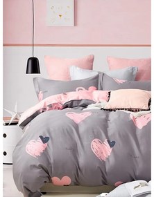 Rózsaszín-barna kétszemélyes hosszabbított négyrészes renforcé pamut ágyneműhuzat lepedővel 200x220 cm Beloved – Mila Home