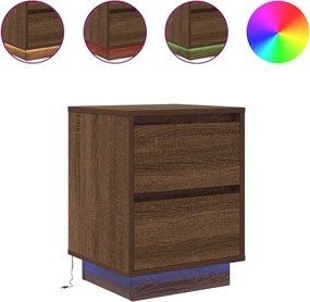 vidaXL 2 db barna tölgyfa éjjeliszekrények LED világítással 38x34x50cm