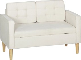 HOMCOM 2 személyes tárolós kanapé, bársonyhatású kárpit, gumifa lábak, gombtűzött háttámla — 117 x 62 x 78 cm | Aosom