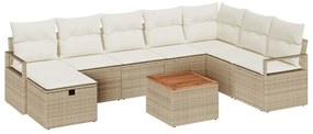 vidaXL Kerti Kanapé Szett párnával tárolóval 9 pcs Bézs polirattan
