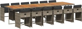 vidaXL 13 részes szürke polyrattan kerti ülőgarnitúra párnákkal