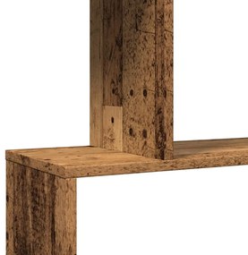 3 szintes antik fa színű fa elválasztó könyvespolc 70x24x97 cm