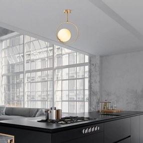 Aranyszínű mennyezeti lámpa üveg búrával 39x26 cm Dolunay – Opviq lights