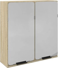 vidaXL sonoma tölgy színű fa tükrös fürdőszobaszekrény 64,5x20x66,5cm