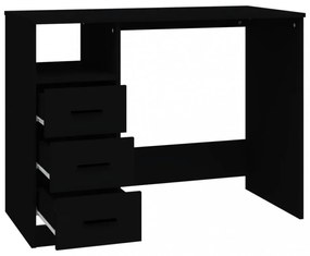 fekete szerelt fa íróasztal fiókokkal 102 x 50 x 76 cm