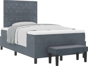 vidaXL Boxrugós ágy matracmal Sötétszürke 120 x 190 cm Bársony
