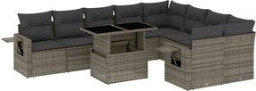 vidaXL 10 részes szürke polyrattan kerti ülőgarnitúra párnákkal