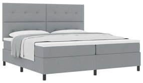 Boxspring Ágy Matraccal Világosszürke 200x200 cm Szövet
