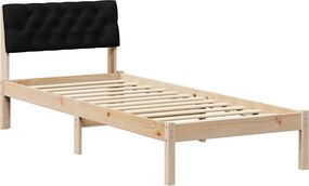 vidaXL Ágykeret fejtámlával Barna és fekete 75 x 190 cm Tömör fenyőfa